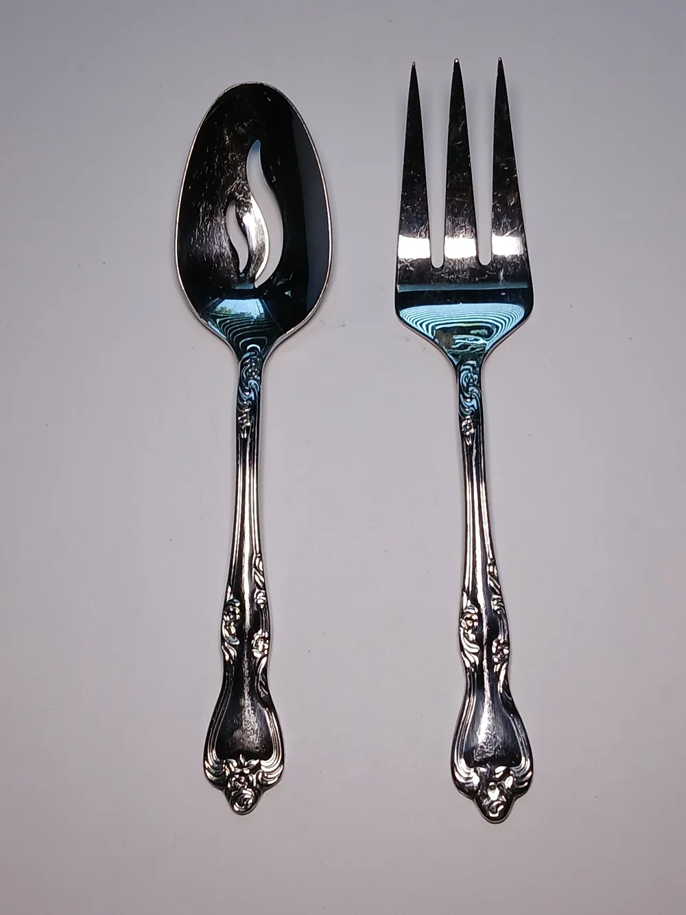 Oneida AZALEA Stainless Steel Serving Set - Slotted Spoon & Cold Meat Fork 2 Pc